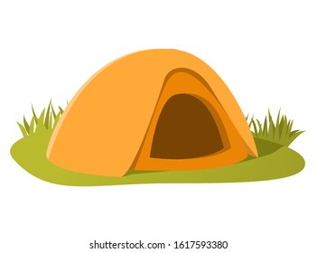 Hiking camping tent.Tourist camp in outdoor travel.Vector design isolated on white background.Isolated on white background.