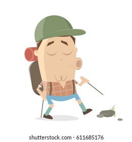 hiking cartoon man