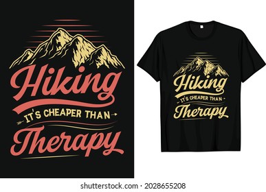 Hiking It's cheaper than Therapy topography t shirt design