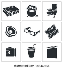Hiking in the cinema Vector Icons Set