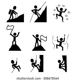 Hiking And Climbing Icon. Set Of Extreme Sport Symbol. Vector Illustration