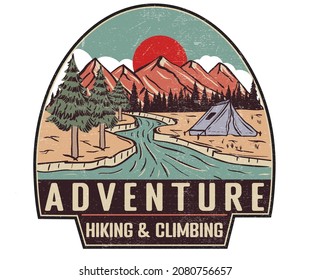 Hiking and climbing vintage vector artwork for t shirts, sticker, prints, posters and other uses