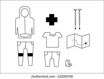 hiking clothing set icon vector isolate on white background