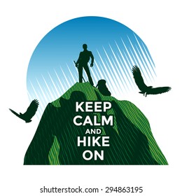 Hiking concept, man standing on the top  of mountain