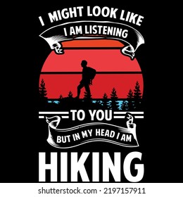 Hiking design for print on demand tees isolated on black background