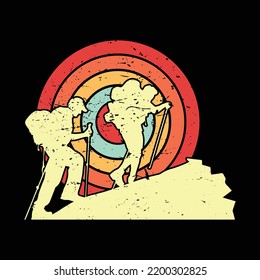 Hiking Design for t-shirt, hoodie, mug etc. It's perfect for any type of printing category. High quality vector print ready file.