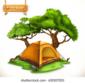 Hiking Dome Tent. Camping, 3d Vector Icon