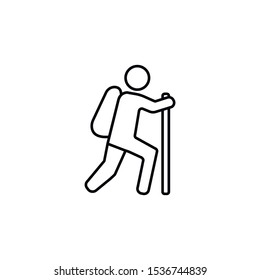 Hiking exercise icon thin line for web and mobile, modern minimalistic flat design. Vector black icon on white background.