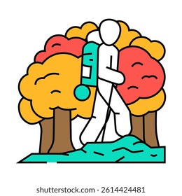 hiking fall foliage autumn line icon vector. hiking fall foliage autumn sign. isolated symbol illustration