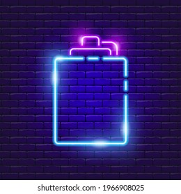 Hiking flask neon icon. Vector illustration for design. Concept of Hike, travel, camping.