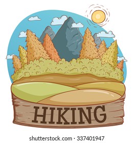 Hiking In The Forest With Mountain And Good View