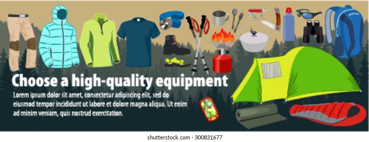 Hiking Gear Guide Infographic Vector Illustration