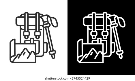 Hiking Gear White Icon Set Vector