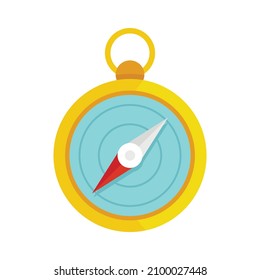 Hiking hand compass icon. Flat illustration of hiking hand compass vector icon isolated on white background