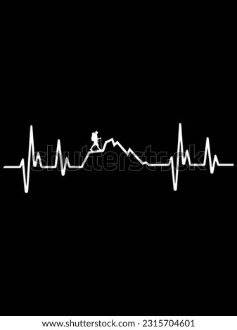 Hiking heartbeat vector art design, eps file. design file for t-shirt. SVG, EPS cuttable design file