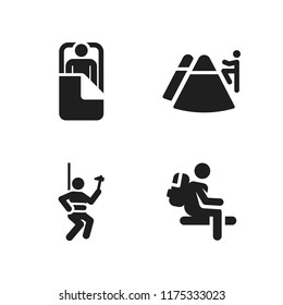 hiking icon. 4 hiking vector icons set. camping, trekking and climber icons for web and design about hiking theme