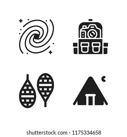 hiking icon. 4 hiking vector icons set. backpack, milky way and snowshoes icons for web and design about hiking theme