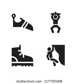 hiking icon. 4 hiking vector icons set. climbing shoes, boot and climbing icons for web and design about hiking theme