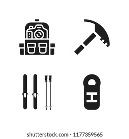 hiking icon. 4 hiking vector icons set. sleeping bag, ice axe and backpack icons for web and design about hiking theme