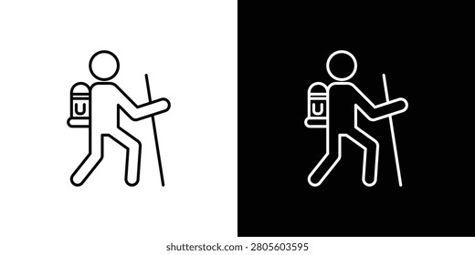 Hiking icon black lineart editable vectors pack