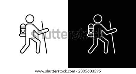 Hiking icon black lineart editable vectors pack