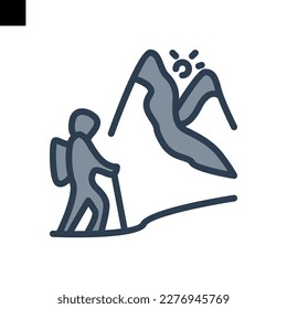hiking icon color style vector