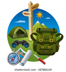 hiking icon concept