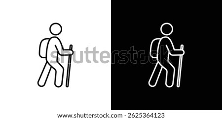 Hiking icon concept stroke on white background