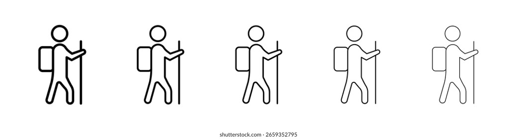 Hiking icon filled flat sign concept for web design.