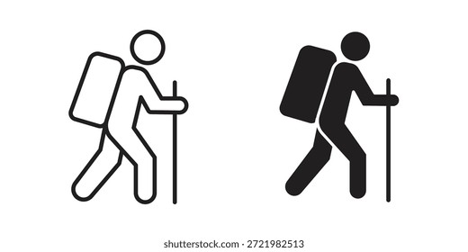 Icono de senderismo icono plano simple. Versión Liner - Vector de stock.