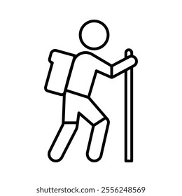 hiking icon Flat symbol set outline