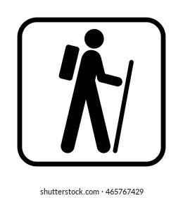 Hiking icon. Flat vector illustration isolated on white background.