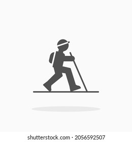 Icono de senderismo. Estilo glifo o sólido. Ilustración vectorial. Disfruta de este icono para tu proyecto.