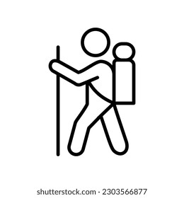 icono de senderismo, icono de vector simple
