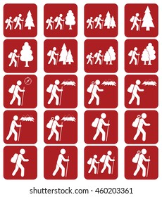 Hiking icon illustration isolated vector sign symbols set

