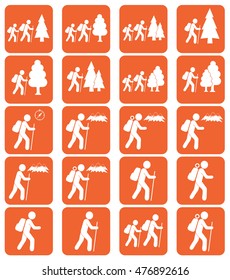 Hiking icon illustration isolated vector sign symbols set