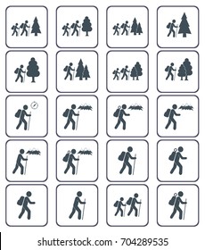Hiking icon illustration isolated vector sign symbols set