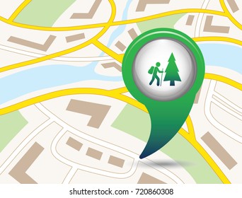 Hiking icon illustration isolated vector sign symbol  Symbol on the map pointer