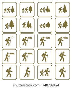 Hiking icon illustration isolated vector sign symbols set