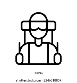 hiking icon. Line Art Style Design Isolated On White Background