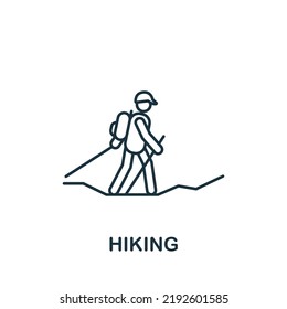 Hiking Icon. Line Simple Line Outdoor Recreation Icon For Templates, Web Design And Infographics