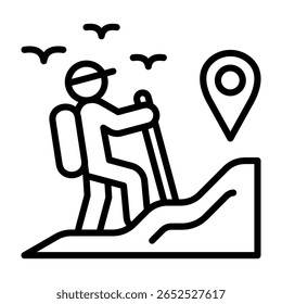 Hiking Icon Line Vector Illustration