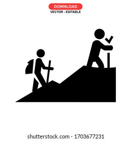 hiking icon or logo isolated sign symbol vector illustration - high quality black style vector icons
