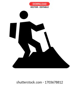 hiking icon or logo isolated sign symbol vector illustration - high quality black style vector icons
