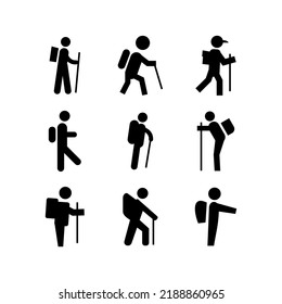 hiking icon or logo isolated sign symbol vector illustration - Collection of high quality black style vector icons
