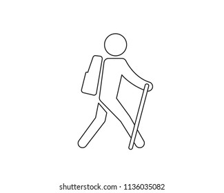 Hiking icon, hiking man vector web icon isolated on white background, EPS 10,  top view