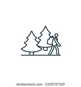 Hiking icon. Monochrome simple sign from hobby collection. Hiking icon for logo, templates, web design and infographics.