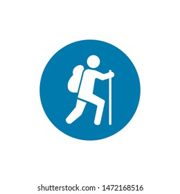 hiking icon on white background. Backpacker icon