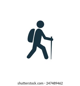 Hiking Icon On White Background 