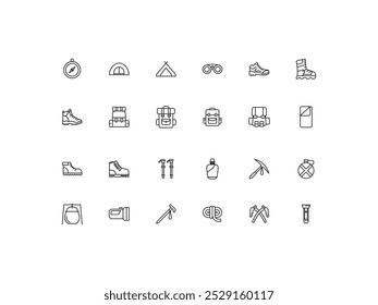 Hiking icon set, design, vector illustration